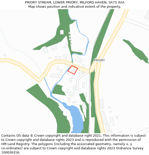 PRIORY STREAM, LOWER PRIORY, MILFORD HAVEN, SA73 3UA: Location map and indicative extent of plot