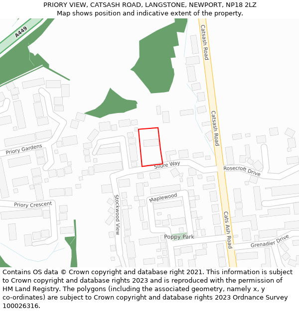 PRIORY VIEW, CATSASH ROAD, LANGSTONE, NEWPORT, NP18 2LZ: Location map and indicative extent of plot