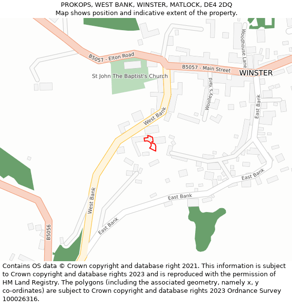 PROKOPS, WEST BANK, WINSTER, MATLOCK, DE4 2DQ: Location map and indicative extent of plot