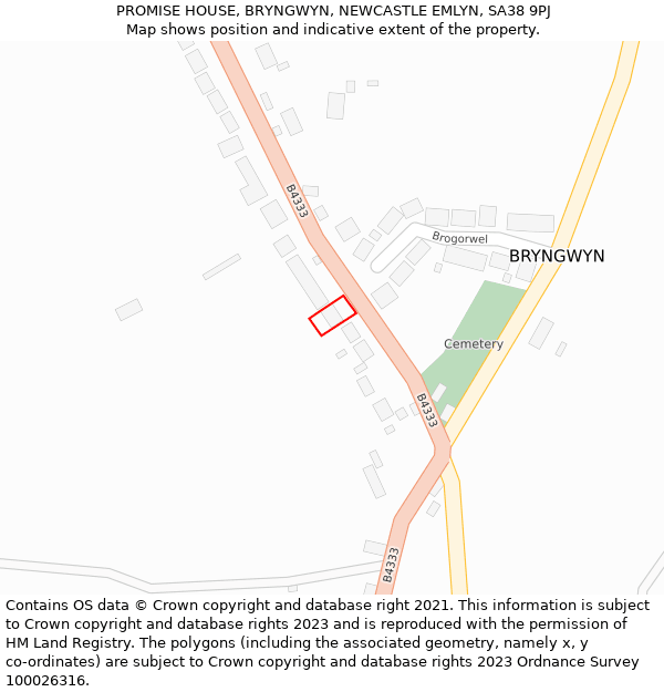 PROMISE HOUSE, BRYNGWYN, NEWCASTLE EMLYN, SA38 9PJ: Location map and indicative extent of plot