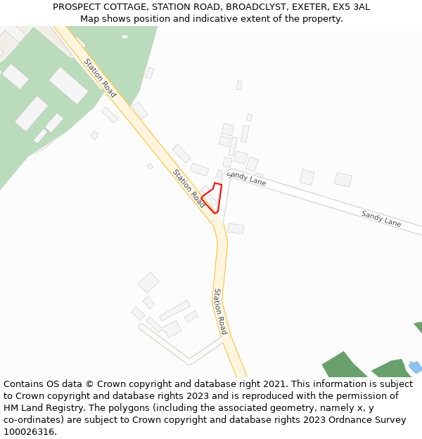 PROSPECT COTTAGE, STATION ROAD, BROADCLYST, EXETER, EX5 3AL: Location map and indicative extent of plot