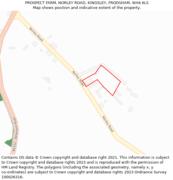 PROSPECT FARM, NORLEY ROAD, KINGSLEY, FRODSHAM, WA6 6LS: Location map and indicative extent of plot