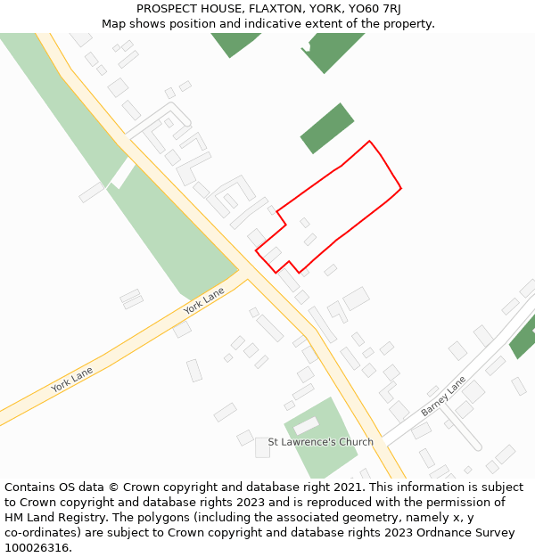 PROSPECT HOUSE, FLAXTON, YORK, YO60 7RJ: Location map and indicative extent of plot
