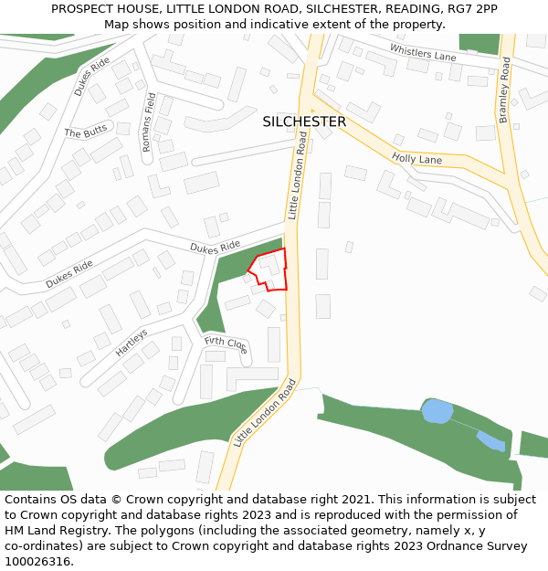 PROSPECT HOUSE, LITTLE LONDON ROAD, SILCHESTER, READING, RG7 2PP: Location map and indicative extent of plot
