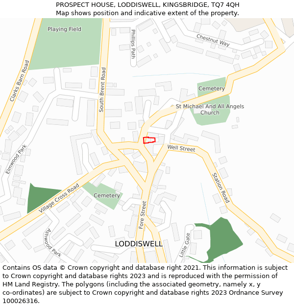 PROSPECT HOUSE, LODDISWELL, KINGSBRIDGE, TQ7 4QH: Location map and indicative extent of plot