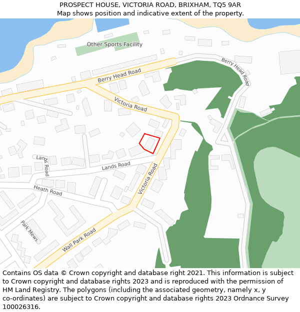 PROSPECT HOUSE, VICTORIA ROAD, BRIXHAM, TQ5 9AR: Location map and indicative extent of plot