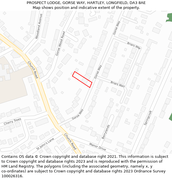 PROSPECT LODGE, GORSE WAY, HARTLEY, LONGFIELD, DA3 8AE: Location map and indicative extent of plot