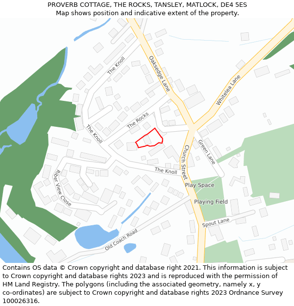 PROVERB COTTAGE, THE ROCKS, TANSLEY, MATLOCK, DE4 5ES: Location map and indicative extent of plot