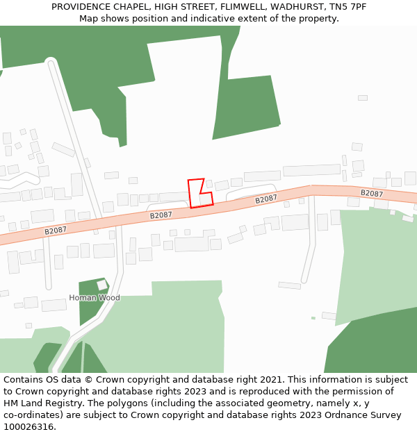 PROVIDENCE CHAPEL, HIGH STREET, FLIMWELL, WADHURST, TN5 7PF: Location map and indicative extent of plot