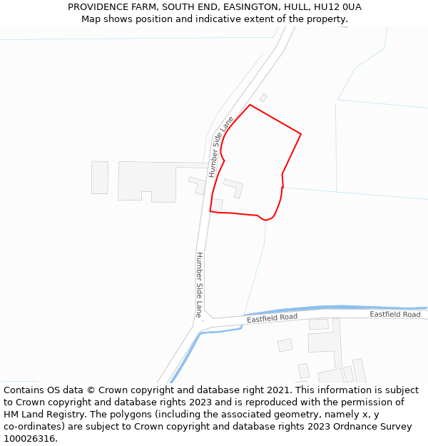 PROVIDENCE FARM, SOUTH END, EASINGTON, HULL, HU12 0UA: Location map and indicative extent of plot