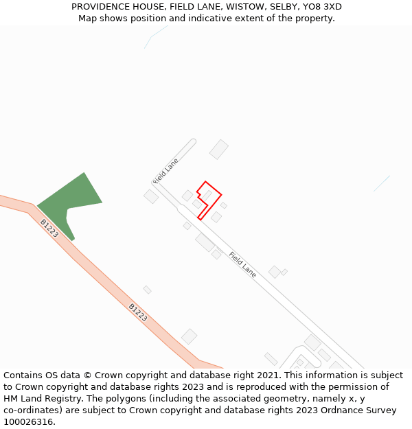 PROVIDENCE HOUSE, FIELD LANE, WISTOW, SELBY, YO8 3XD: Location map and indicative extent of plot