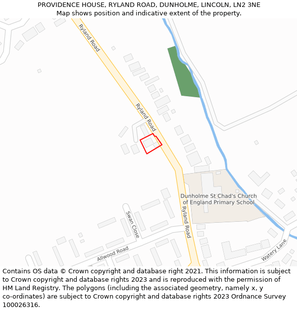 PROVIDENCE HOUSE, RYLAND ROAD, DUNHOLME, LINCOLN, LN2 3NE: Location map and indicative extent of plot