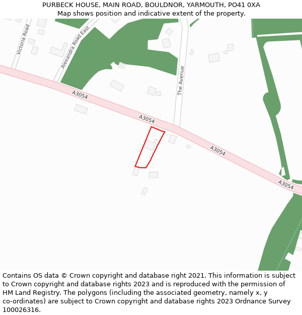 PURBECK HOUSE, MAIN ROAD, BOULDNOR, YARMOUTH, PO41 0XA: Location map and indicative extent of plot