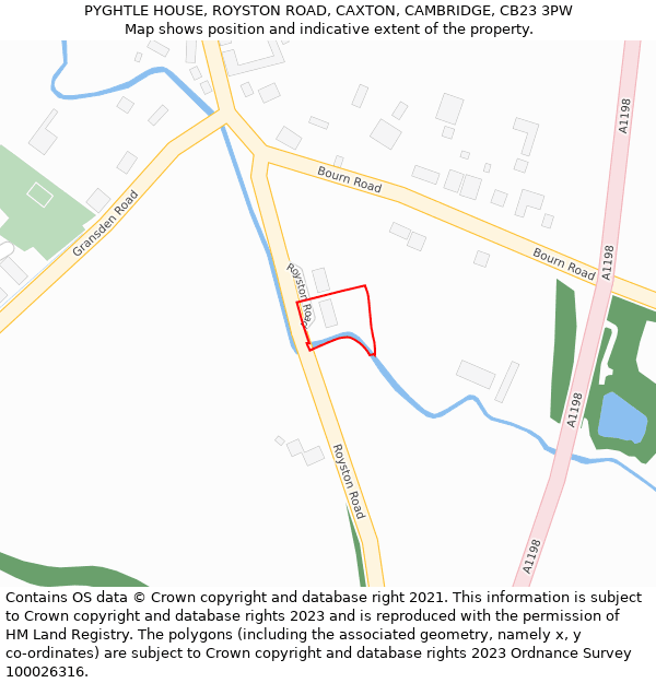 PYGHTLE HOUSE, ROYSTON ROAD, CAXTON, CAMBRIDGE, CB23 3PW: Location map and indicative extent of plot