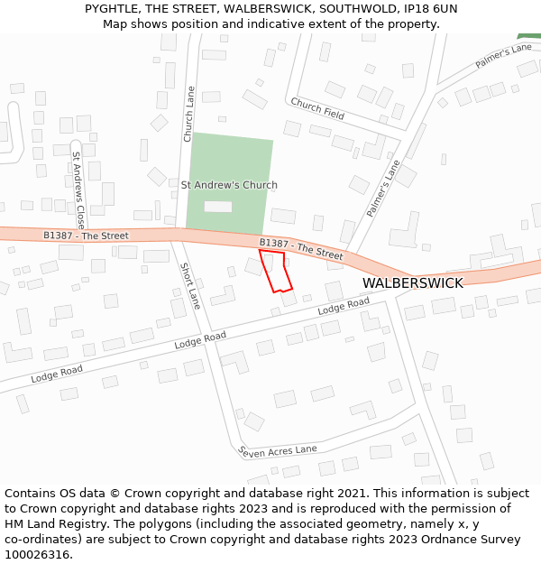 PYGHTLE, THE STREET, WALBERSWICK, SOUTHWOLD, IP18 6UN: Location map and indicative extent of plot