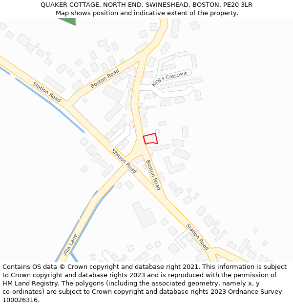QUAKER COTTAGE, NORTH END, SWINESHEAD, BOSTON, PE20 3LR: Location map and indicative extent of plot