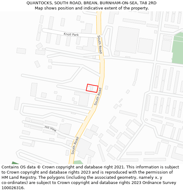 QUANTOCKS, SOUTH ROAD, BREAN, BURNHAM-ON-SEA, TA8 2RD: Location map and indicative extent of plot