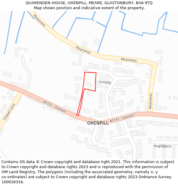 QUARENDEN HOUSE, OXENPILL, MEARE, GLASTONBURY, BA6 9TQ: Location map and indicative extent of plot