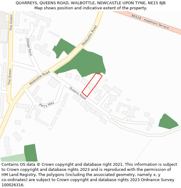 QUARREYS, QUEENS ROAD, WALBOTTLE, NEWCASTLE UPON TYNE, NE15 8JB: Location map and indicative extent of plot