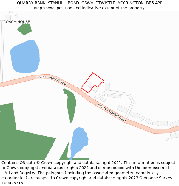 QUARRY BANK, STANHILL ROAD, OSWALDTWISTLE, ACCRINGTON, BB5 4PP: Location map and indicative extent of plot