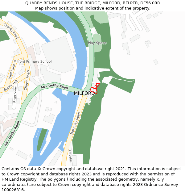 QUARRY BENDS HOUSE, THE BRIDGE, MILFORD, BELPER, DE56 0RR: Location map and indicative extent of plot