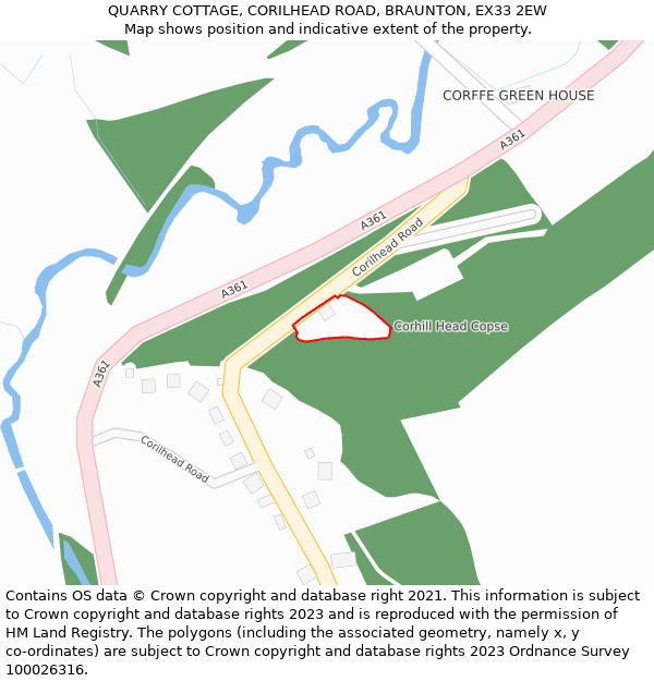 QUARRY COTTAGE, CORILHEAD ROAD, BRAUNTON, EX33 2EW: Location map and indicative extent of plot