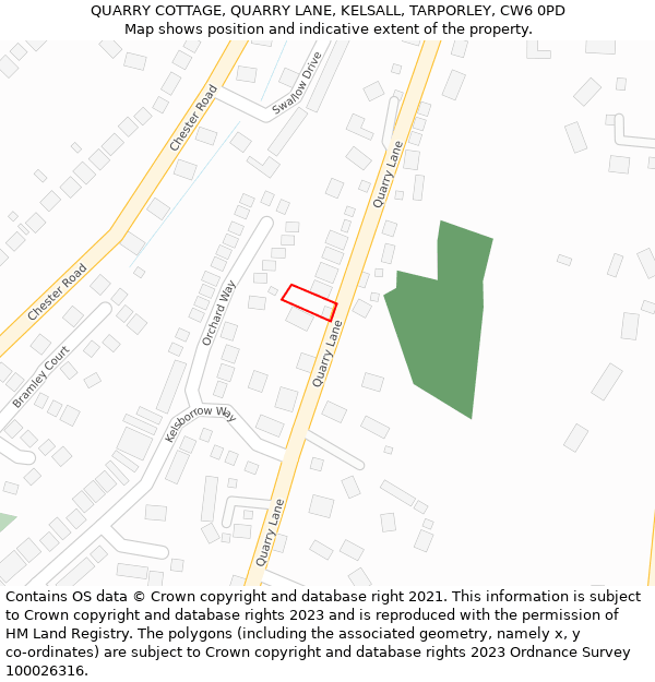 QUARRY COTTAGE, QUARRY LANE, KELSALL, TARPORLEY, CW6 0PD: Location map and indicative extent of plot