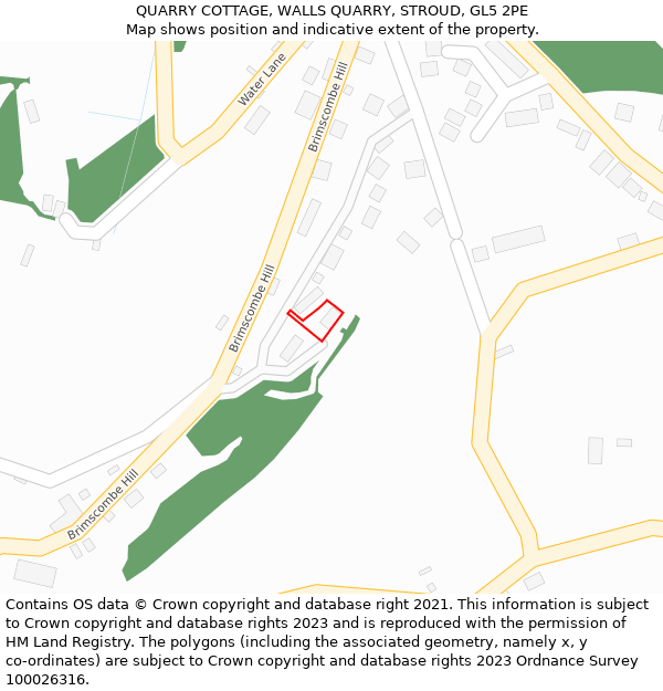 QUARRY COTTAGE, WALLS QUARRY, STROUD, GL5 2PE: Location map and indicative extent of plot