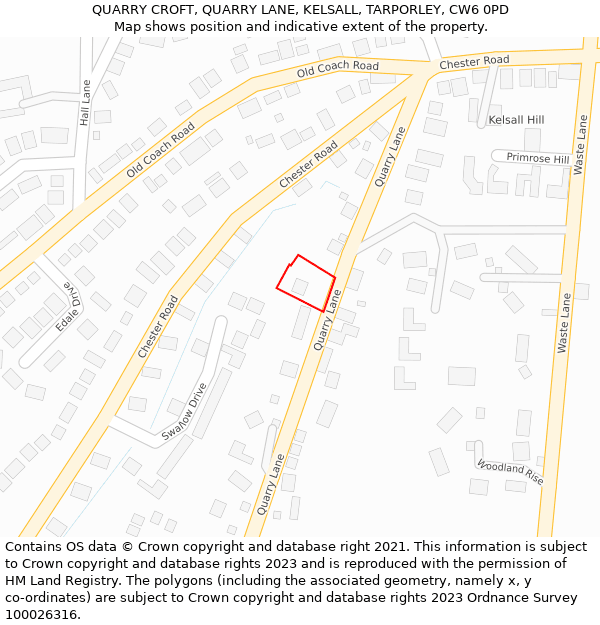 QUARRY CROFT, QUARRY LANE, KELSALL, TARPORLEY, CW6 0PD: Location map and indicative extent of plot