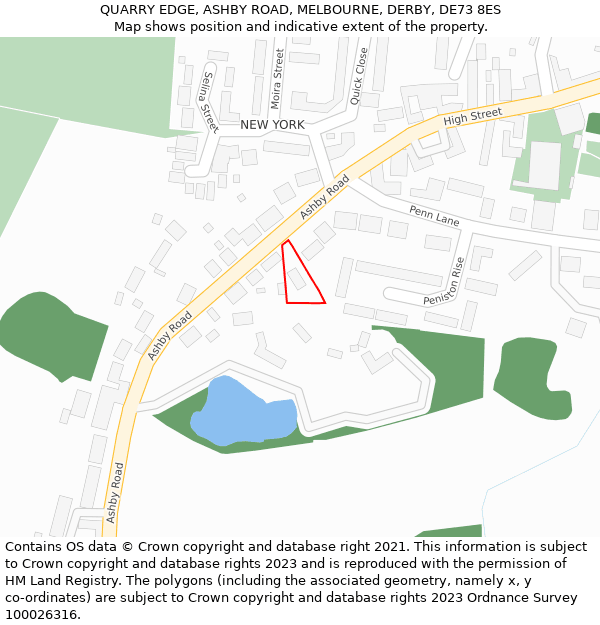 QUARRY EDGE, ASHBY ROAD, MELBOURNE, DERBY, DE73 8ES: Location map and indicative extent of plot