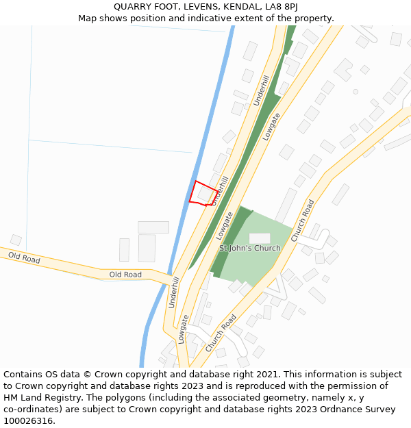 QUARRY FOOT, LEVENS, KENDAL, LA8 8PJ: Location map and indicative extent of plot