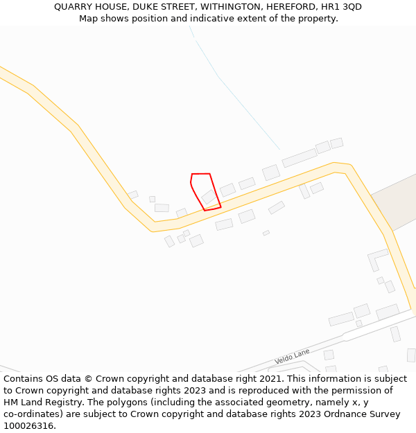 QUARRY HOUSE, DUKE STREET, WITHINGTON, HEREFORD, HR1 3QD: Location map and indicative extent of plot