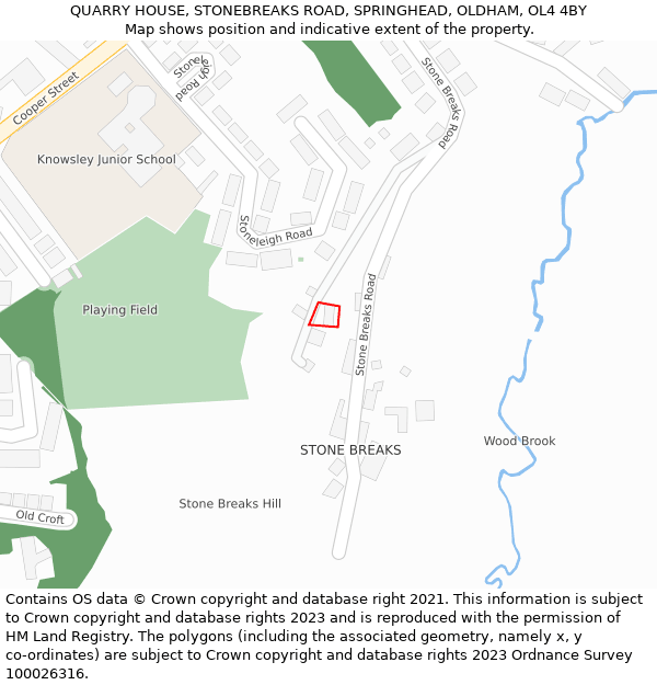 QUARRY HOUSE, STONEBREAKS ROAD, SPRINGHEAD, OLDHAM, OL4 4BY: Location map and indicative extent of plot