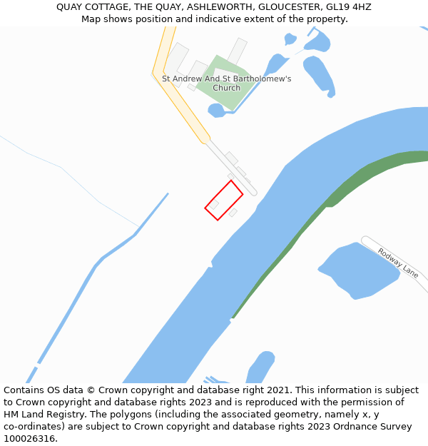 QUAY COTTAGE, THE QUAY, ASHLEWORTH, GLOUCESTER, GL19 4HZ: Location map and indicative extent of plot