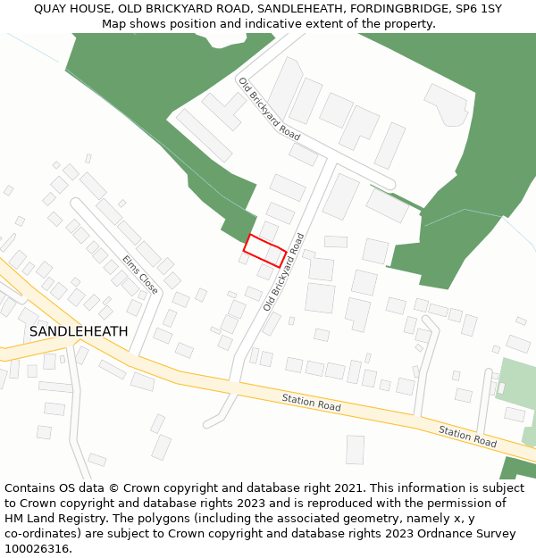 QUAY HOUSE, OLD BRICKYARD ROAD, SANDLEHEATH, FORDINGBRIDGE, SP6 1SY: Location map and indicative extent of plot