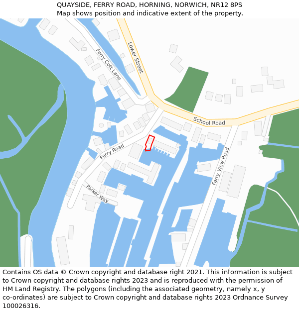 QUAYSIDE, FERRY ROAD, HORNING, NORWICH, NR12 8PS: Location map and indicative extent of plot