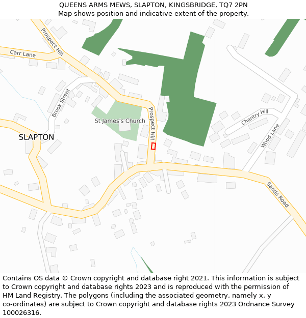 QUEENS ARMS MEWS, SLAPTON, KINGSBRIDGE, TQ7 2PN: Location map and indicative extent of plot
