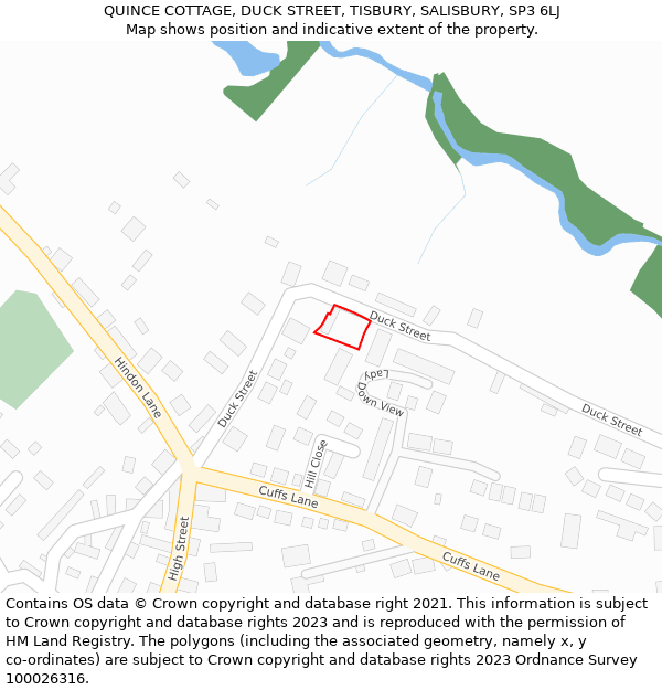 QUINCE COTTAGE, DUCK STREET, TISBURY, SALISBURY, SP3 6LJ: Location map and indicative extent of plot