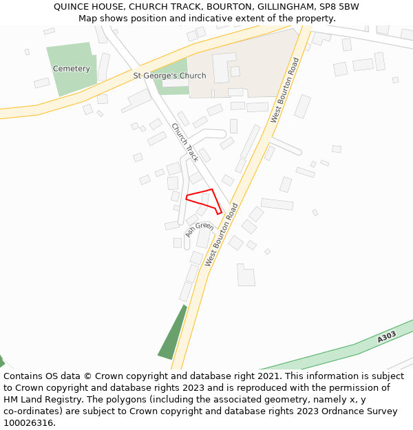 QUINCE HOUSE, CHURCH TRACK, BOURTON, GILLINGHAM, SP8 5BW: Location map and indicative extent of plot