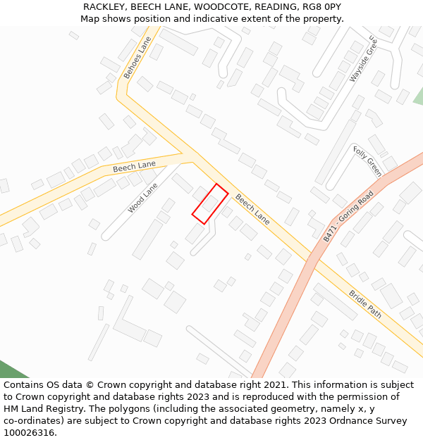 RACKLEY, BEECH LANE, WOODCOTE, READING, RG8 0PY: Location map and indicative extent of plot