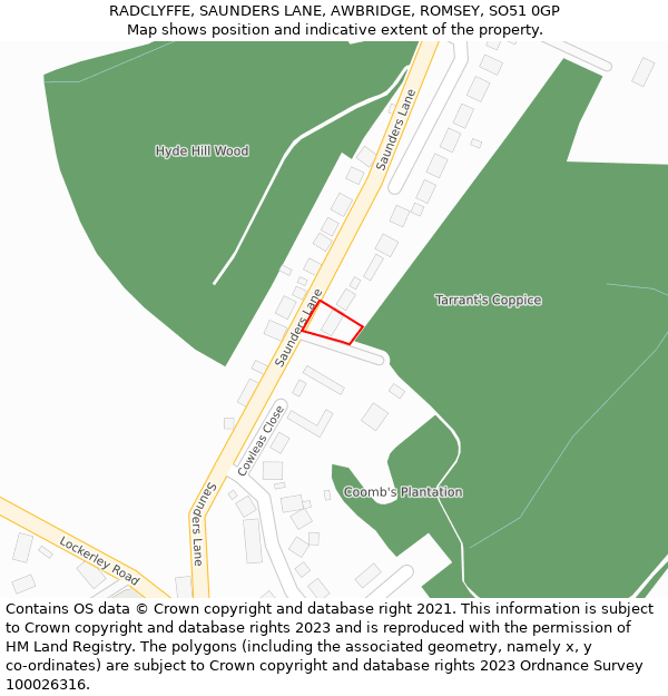 RADCLYFFE, SAUNDERS LANE, AWBRIDGE, ROMSEY, SO51 0GP: Location map and indicative extent of plot