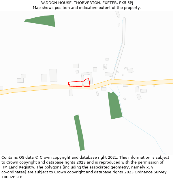 RADDON HOUSE, THORVERTON, EXETER, EX5 5PJ: Location map and indicative extent of plot