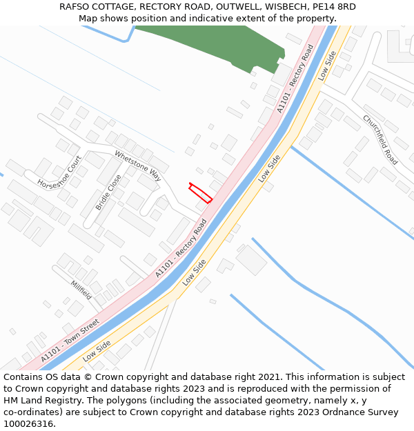 RAFSO COTTAGE, RECTORY ROAD, OUTWELL, WISBECH, PE14 8RD: Location map and indicative extent of plot