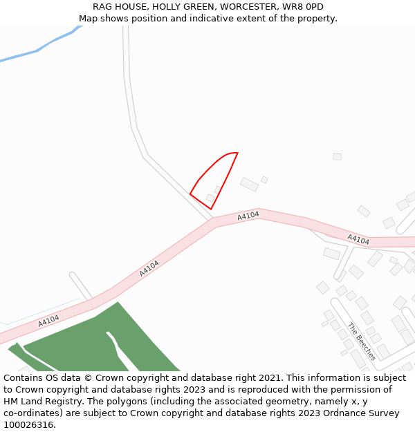 RAG HOUSE, HOLLY GREEN, WORCESTER, WR8 0PD: Location map and indicative extent of plot