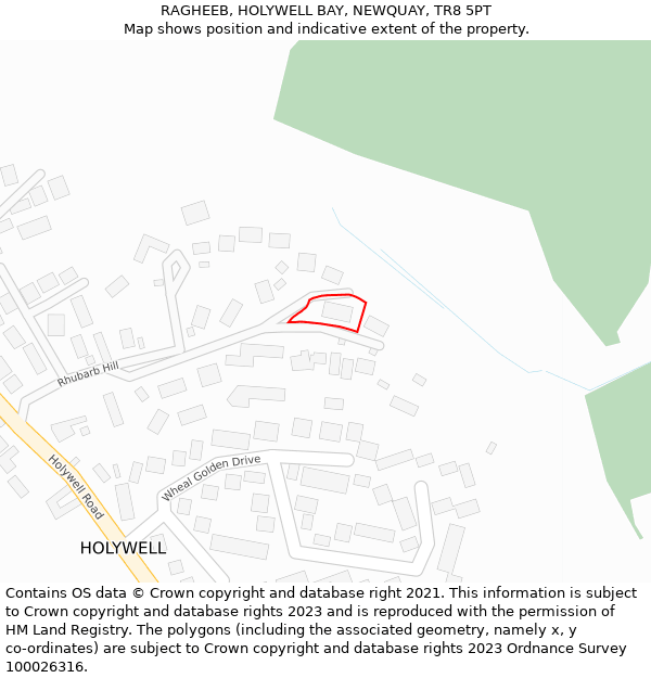 RAGHEEB, HOLYWELL BAY, NEWQUAY, TR8 5PT: Location map and indicative extent of plot