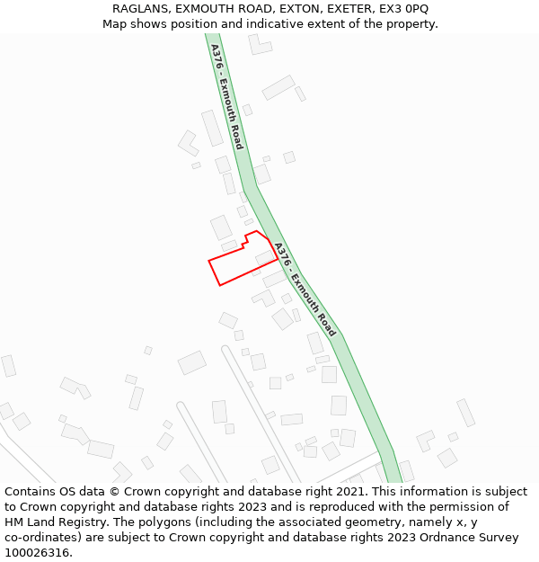 RAGLANS, EXMOUTH ROAD, EXTON, EXETER, EX3 0PQ: Location map and indicative extent of plot
