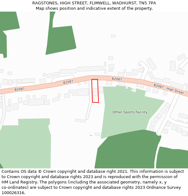 RAGSTONES, HIGH STREET, FLIMWELL, WADHURST, TN5 7PA: Location map and indicative extent of plot