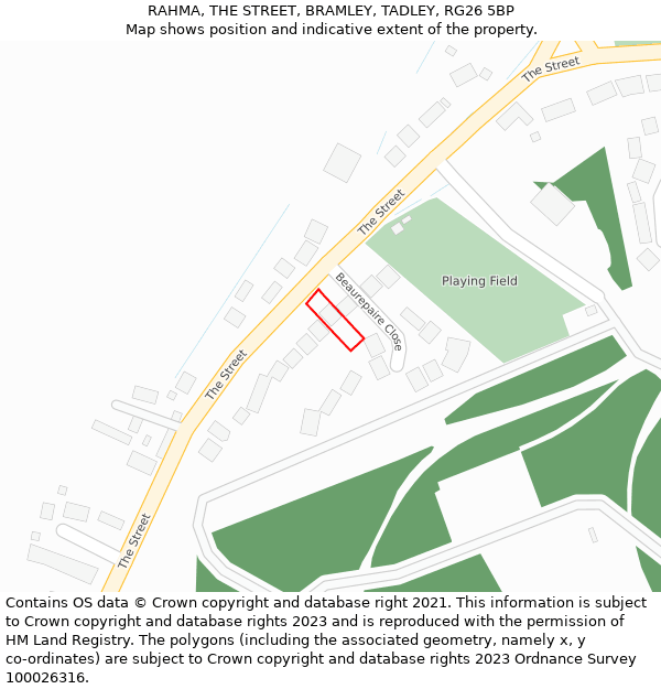 RAHMA, THE STREET, BRAMLEY, TADLEY, RG26 5BP: Location map and indicative extent of plot