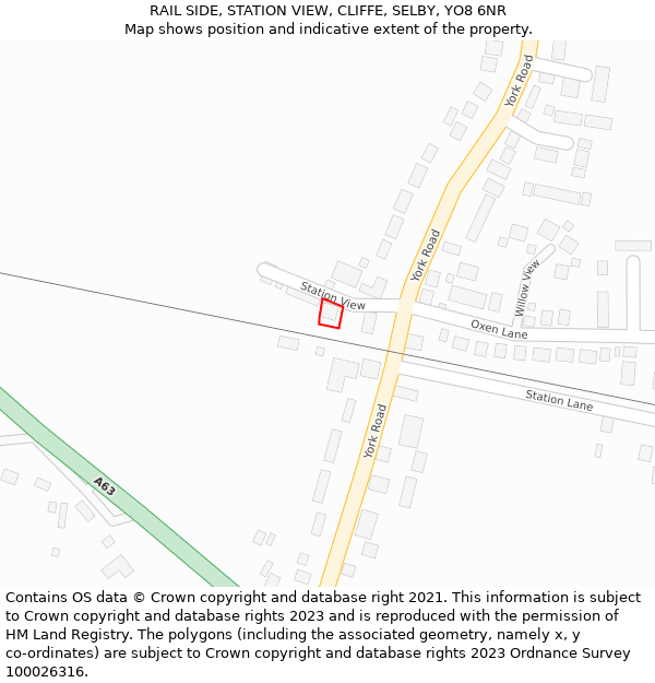 RAIL SIDE, STATION VIEW, CLIFFE, SELBY, YO8 6NR: Location map and indicative extent of plot