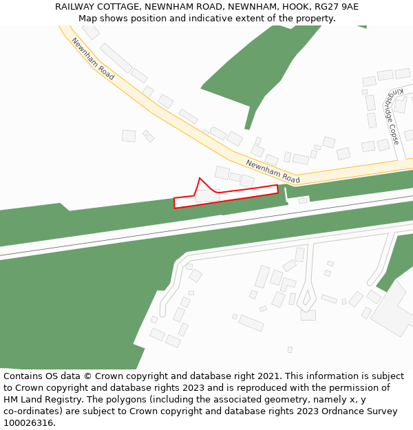 RAILWAY COTTAGE, NEWNHAM ROAD, NEWNHAM, HOOK, RG27 9AE: Location map and indicative extent of plot